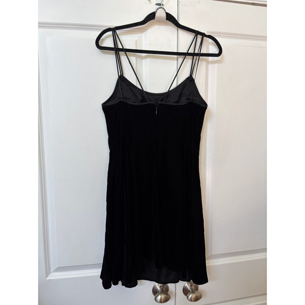 Lori Ann Petite Montreal Black Velvet Mini Dress Rhinestone Strappy Vintage 12P - Picture 2 of 9